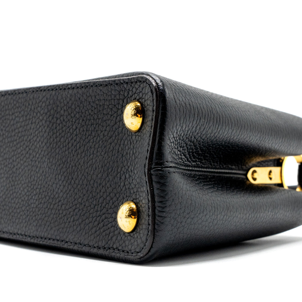 LOUIS VUITTON CAPUCINES BB TAURILLON BLACK / PINK GHW