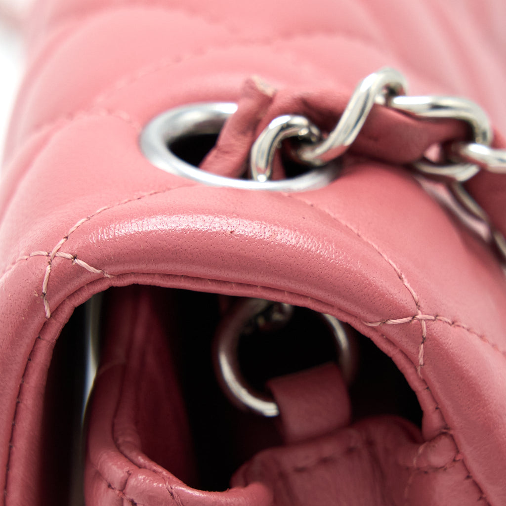 CHANEL MINI RECTANGULAR FLAP BAG LAMBSKIN PINK SHW
