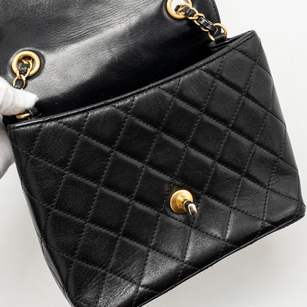 CHANEL 22K RETRO CLASSIC NEW SQUARE LARGE FLAP BAG GOATSKIN BLACK GHW (MICROCHIP)