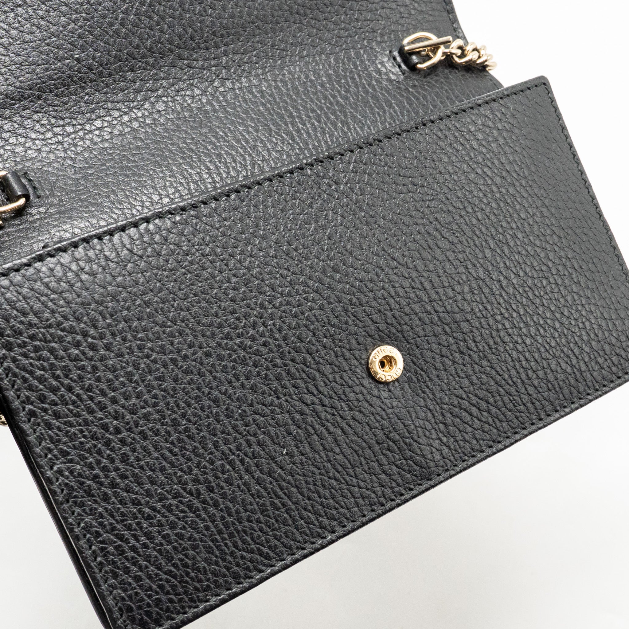 GUCCI INTERLOCKING CHAIN WALLET CALFSKIN BLACK GHW
