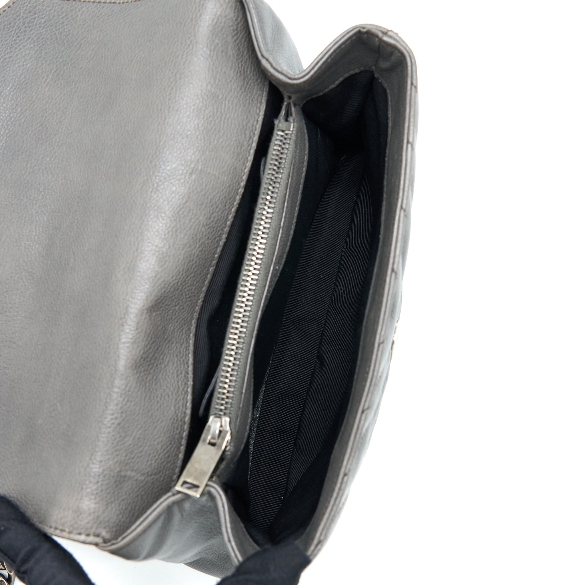 SAINT LAURENT COLLEGE BAG CALFSKIN GREY WITH RUTHENIUM HARDWARE