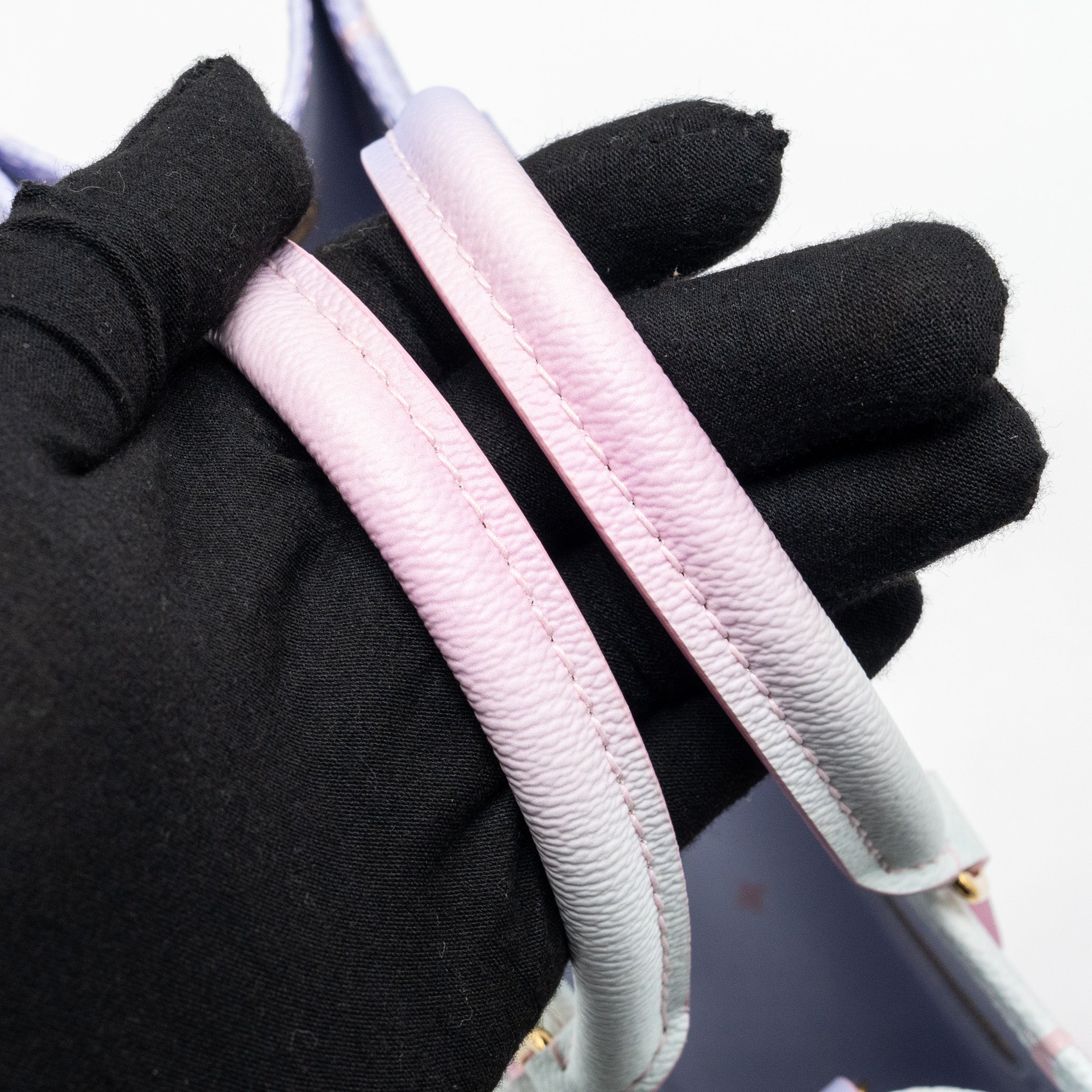 LOUIS VUITTON ONTHEGO PM CALFSKIN SUNRISE PASTEL MULTICOLOUR PINK / PURPLE GHW