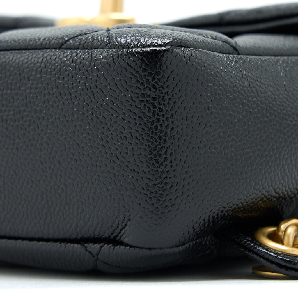 CHANEL 22P FLAP BACKPACK CAVIAR BLACK BRUSHED GHW (MICROCHIP)