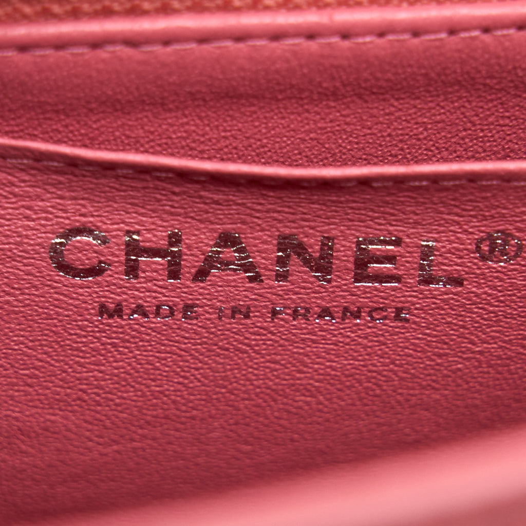 CHANEL MINI RECTANGULAR FLAP BAG LAMBSKIN PINK SHW