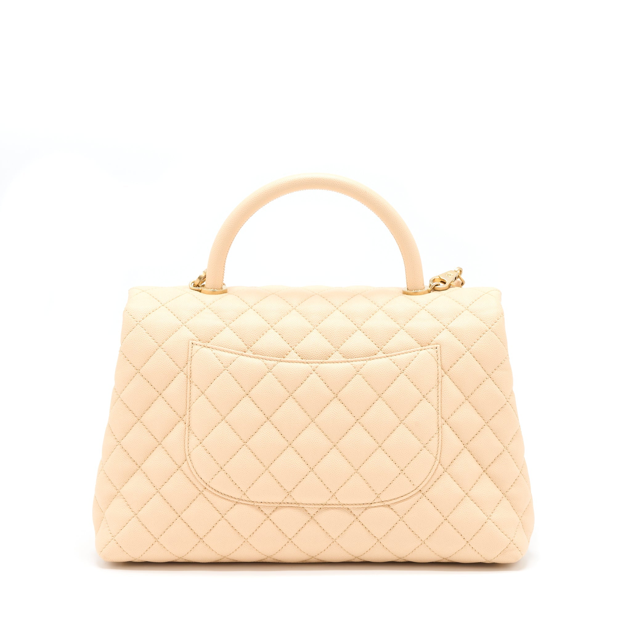 CHANEL COCO TOP HANDLE FLAP BAG CAVIAR BEIGE GHW