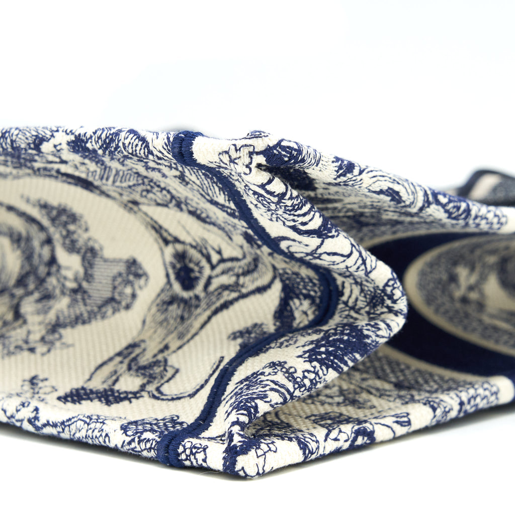 DIOR SMALL BOOK TOTE TOILE DE JOUY NAVY WITH SILK TILLY SCARF
