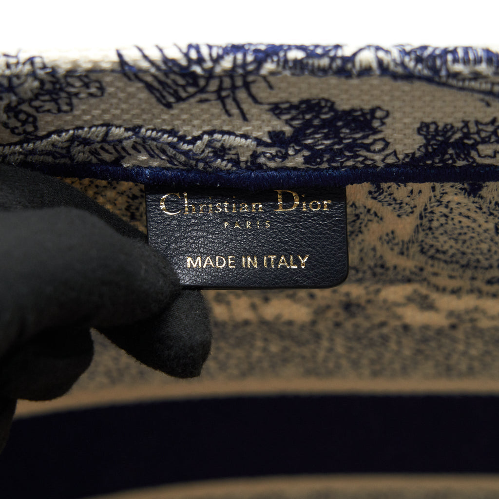 DIOR SMALL BOOK TOTE TOILE DE JOUY NAVY WITH SILK TILLY SCARF