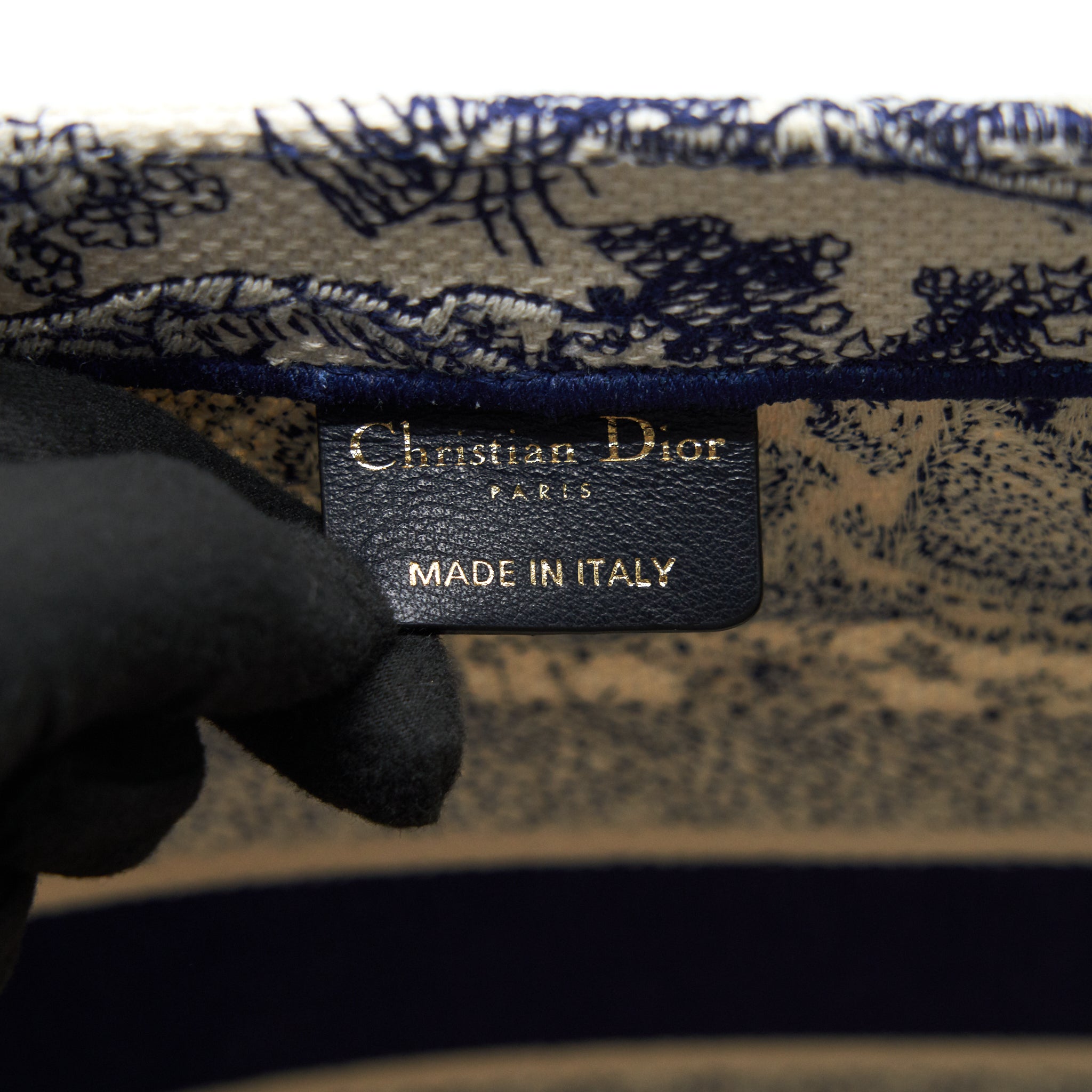 DIOR SMALL BOOK TOTE TOILE DE JOUY NAVY WITH SILK TILLY SCARF