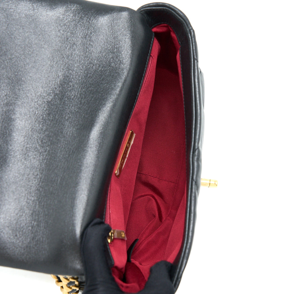 CHANEL SMALL 19 BAG GOATSKIN BLACK MULTICOLOURED HARDWARE