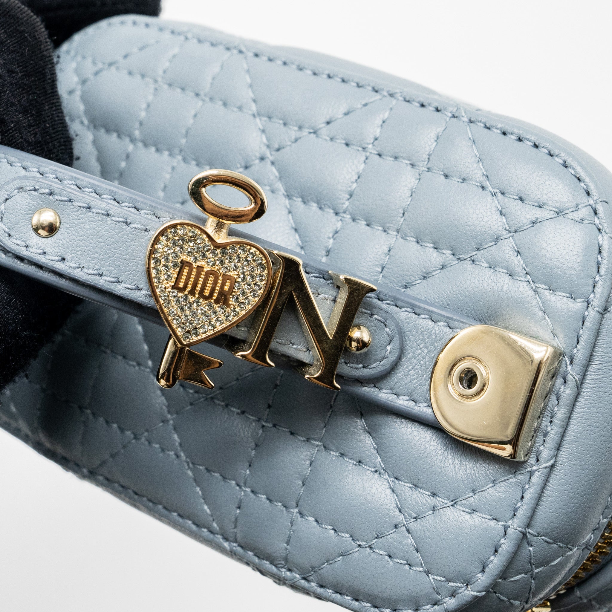 DIOR MICRO LADY DIOR VANITY CASE LAMBSKIN LIGHT GREY LGHW