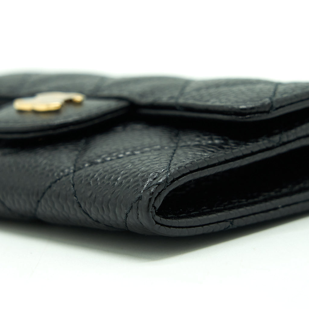 CHANEL CLASSIC FLAP CARD HOLDER CAVIAR BLACK GHW