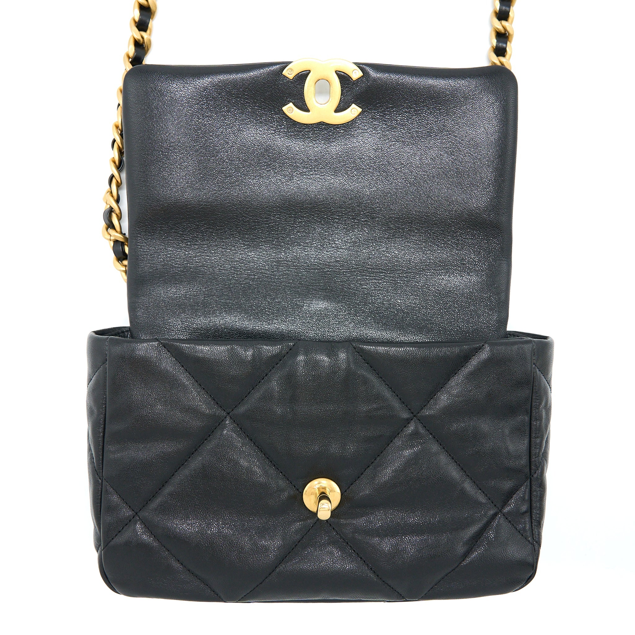 CHANEL SMALL 19 BAG GOATSKIN BLACK MULTICOLOURED HARDWARE