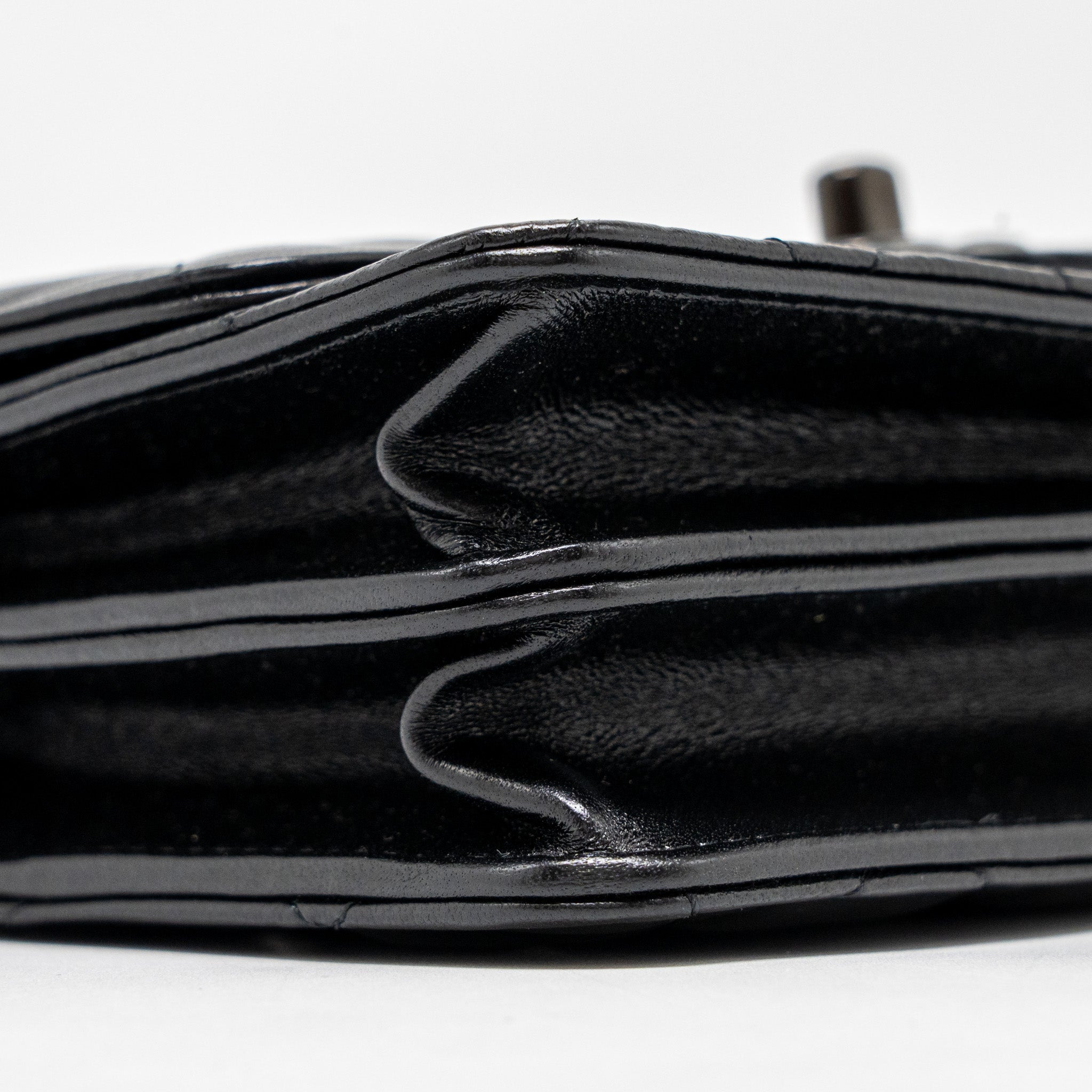 CHANEL TOP HANDLE FLAP WALLET WITH CHAIN LAMBSKIN SO BLACK (MICROCHIP)