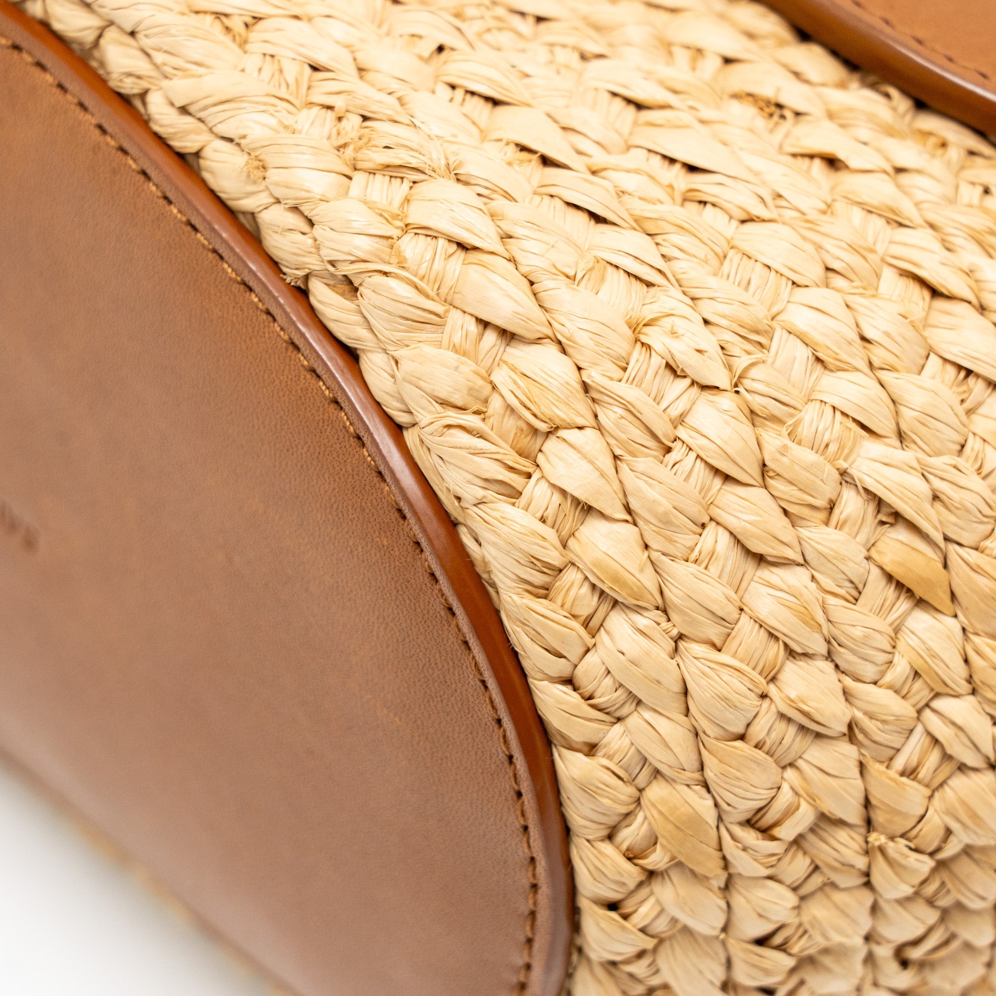 SAINT LAURENT MINI BASKET BAG RAFFIA/CALFSKIN LEATHER BROWN GHW