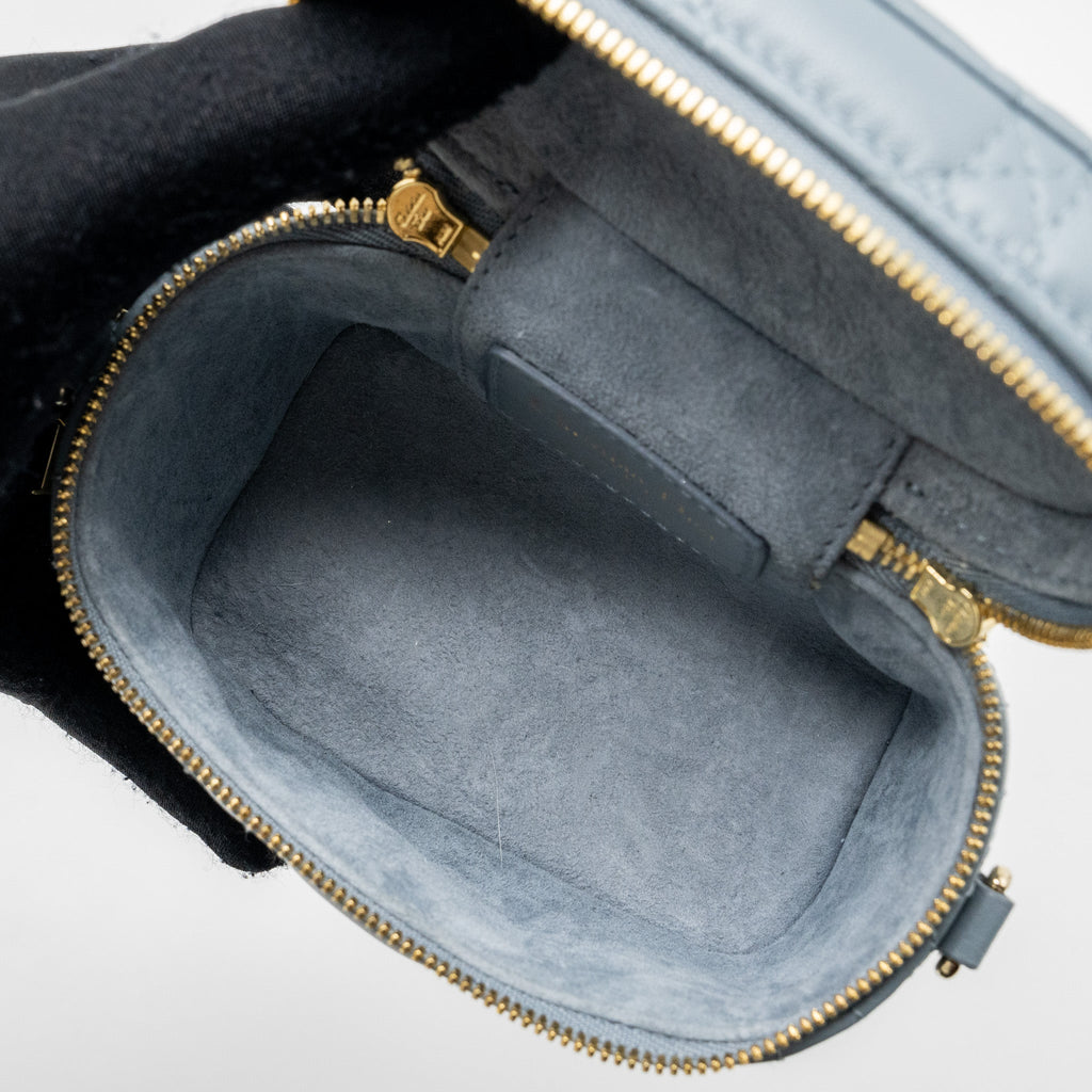 DIOR MICRO LADY DIOR VANITY CASE LAMBSKIN LIGHT GREY LGHW