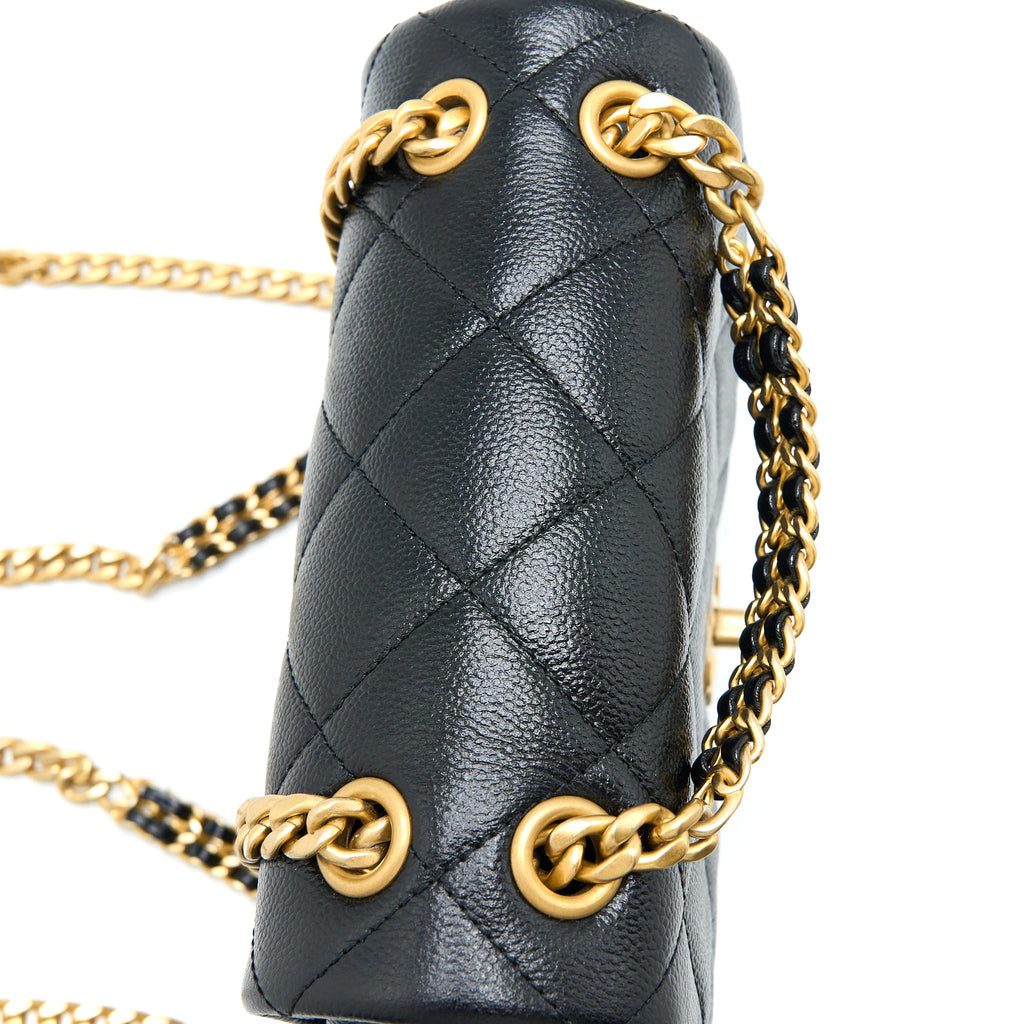 CHANEL 22P FLAP BACKPACK CAVIAR BLACK BRUSHED GHW (MICROCHIP)