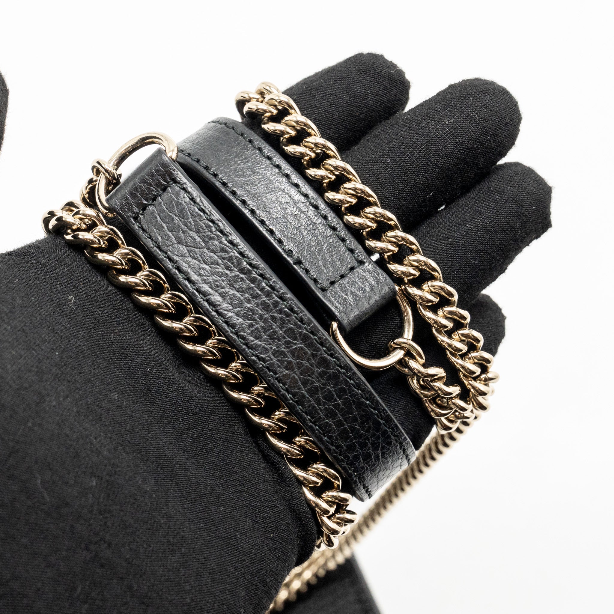 GUCCI INTERLOCKING CHAIN WALLET CALFSKIN BLACK GHW