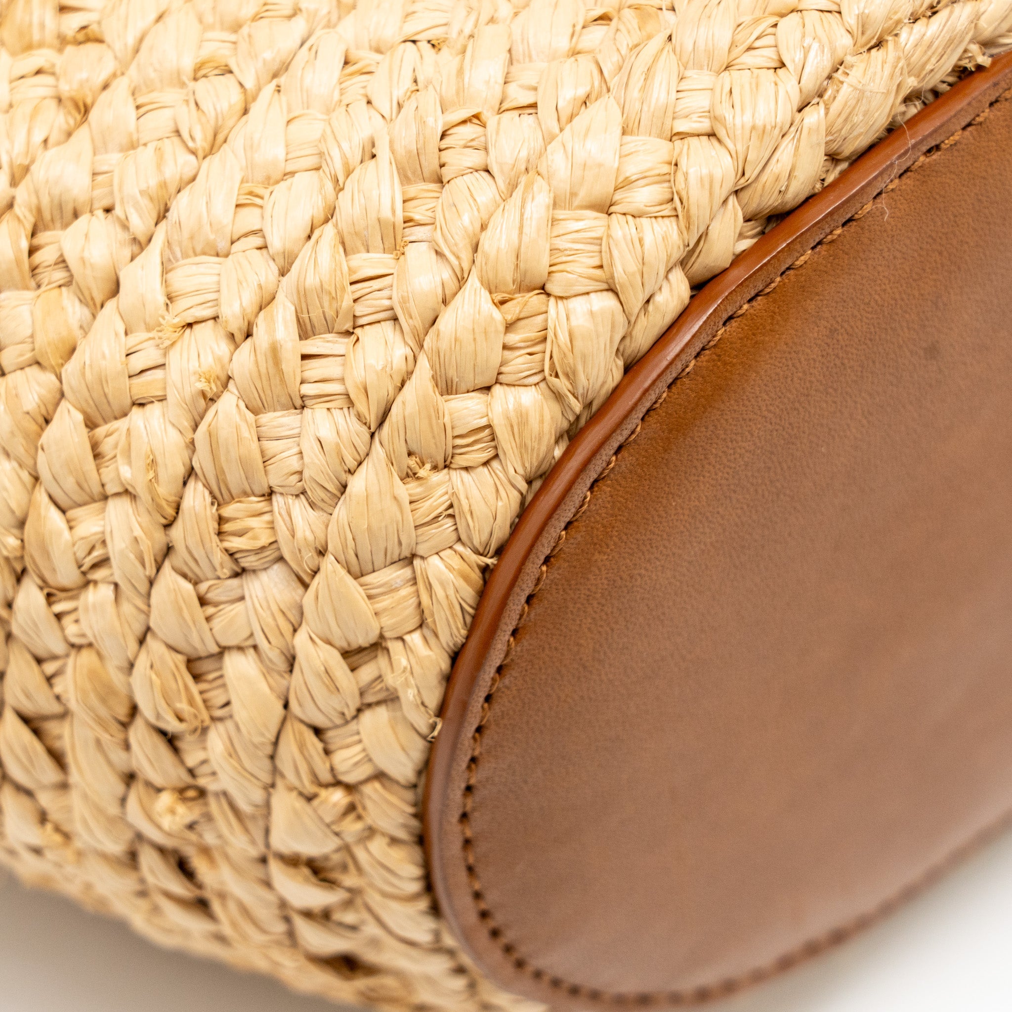 SAINT LAURENT MINI BASKET BAG RAFFIA/CALFSKIN LEATHER BROWN GHW