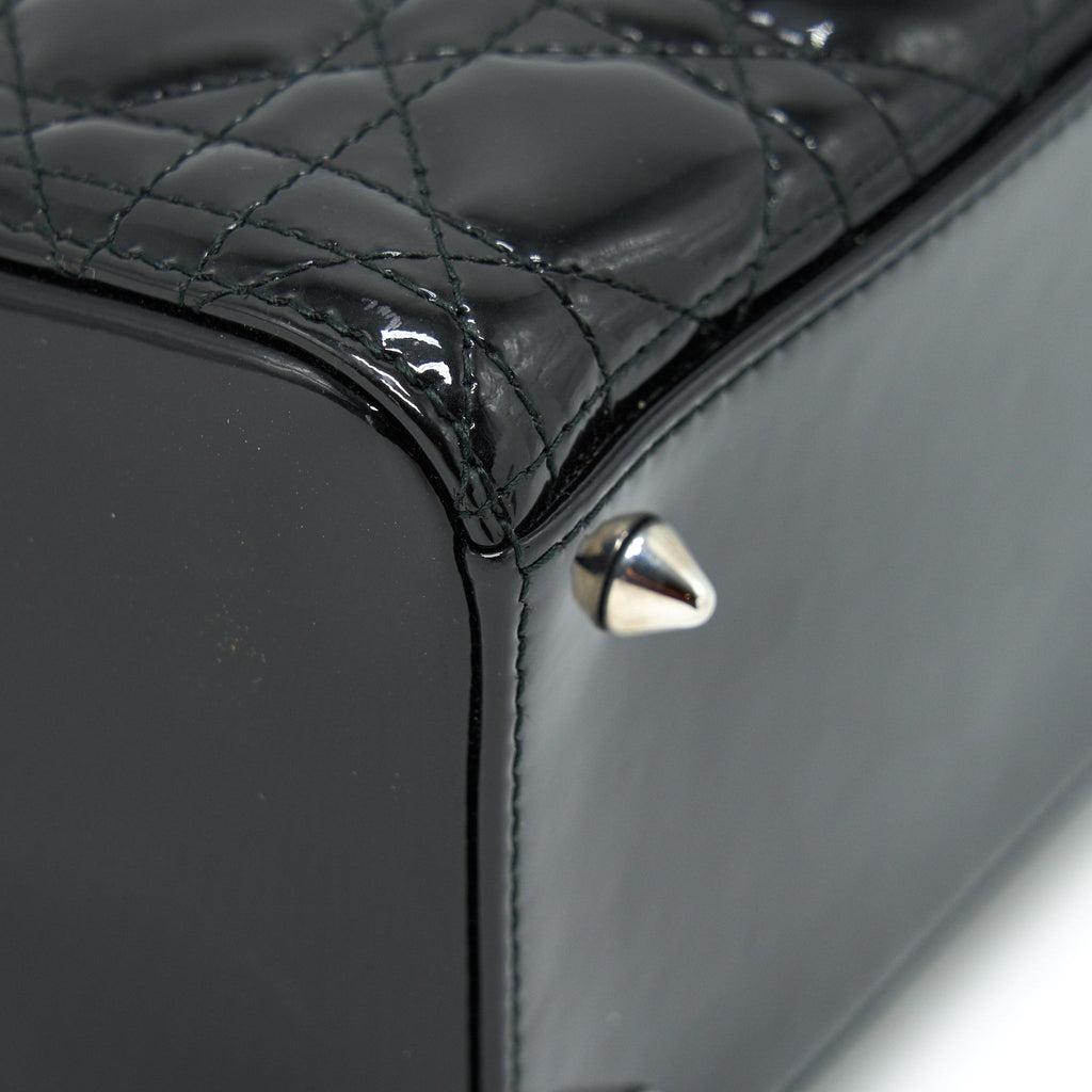 DIOR MEDIUM LADY DIOR PATENT LEATHER BLACK SHW