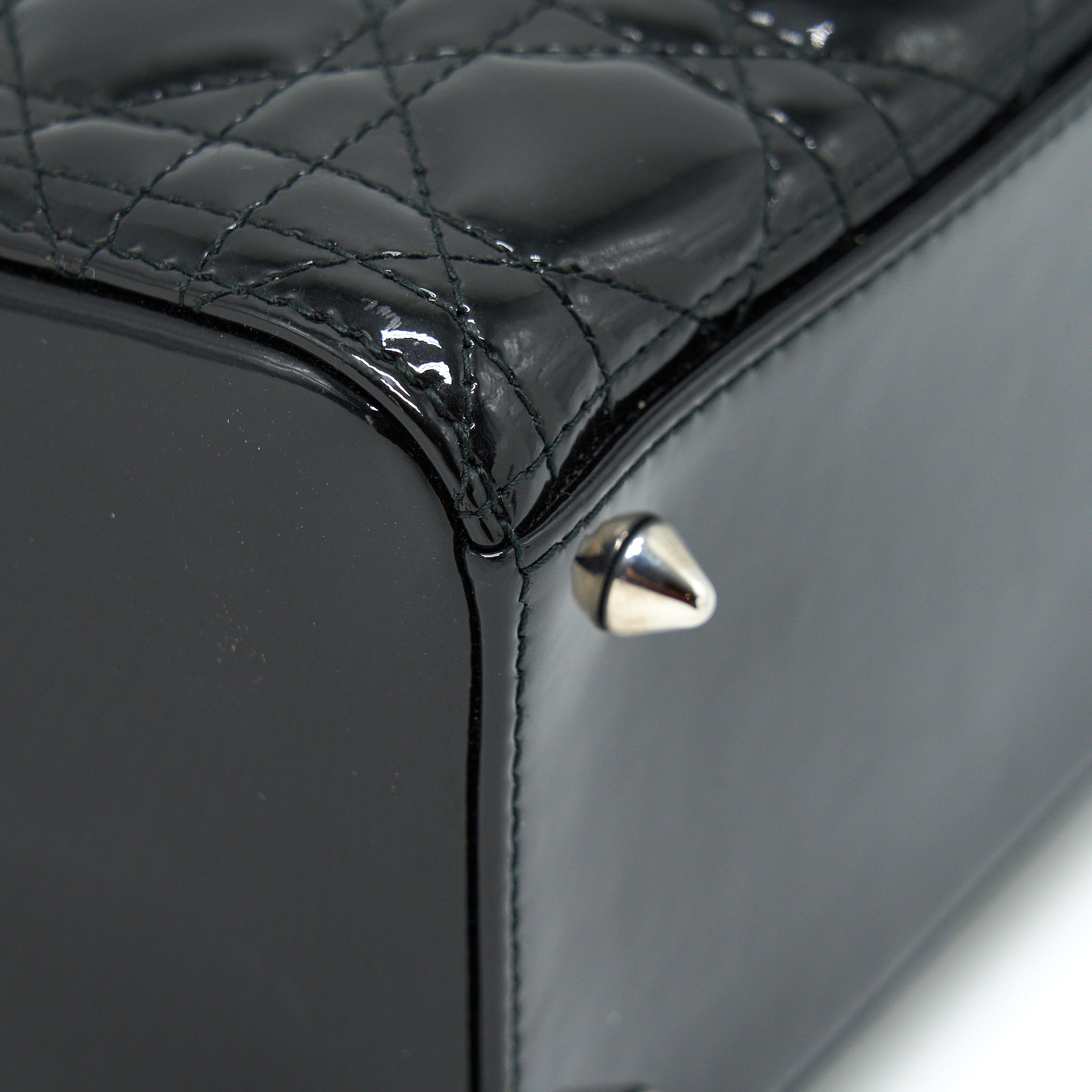 DIOR MEDIUM LADY DIOR PATENT LEATHER BLACK SHW