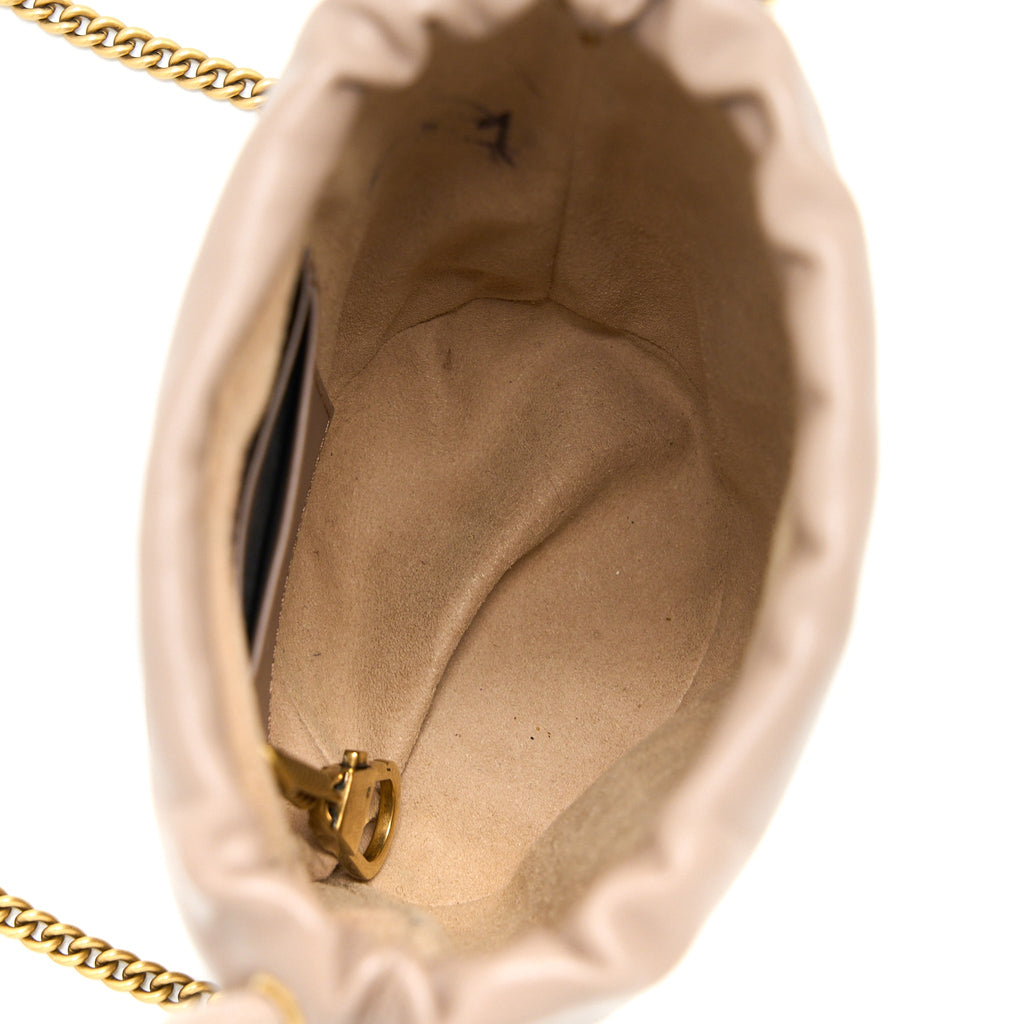 GUCCI GG MARMONT MINI BUCKET DARK BEIGE GHW