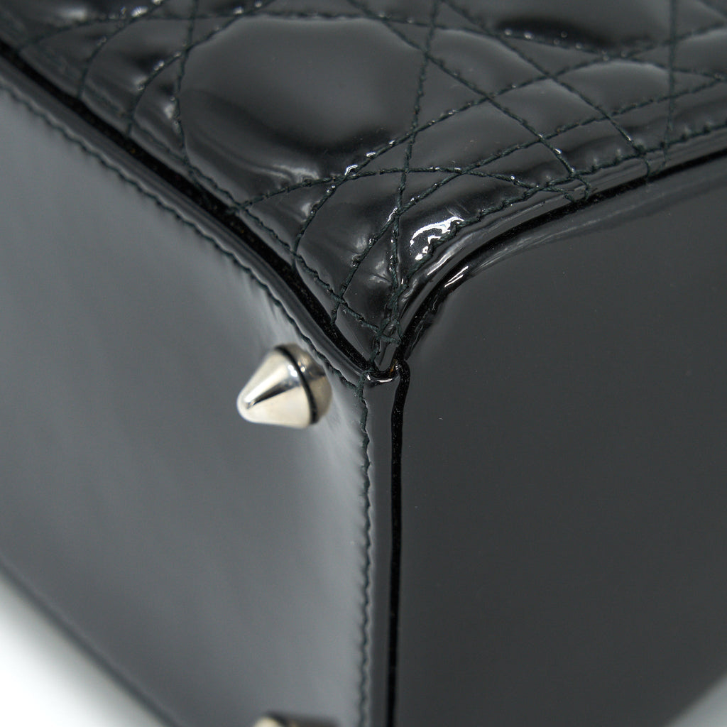 DIOR MEDIUM LADY DIOR PATENT LEATHER BLACK SHW
