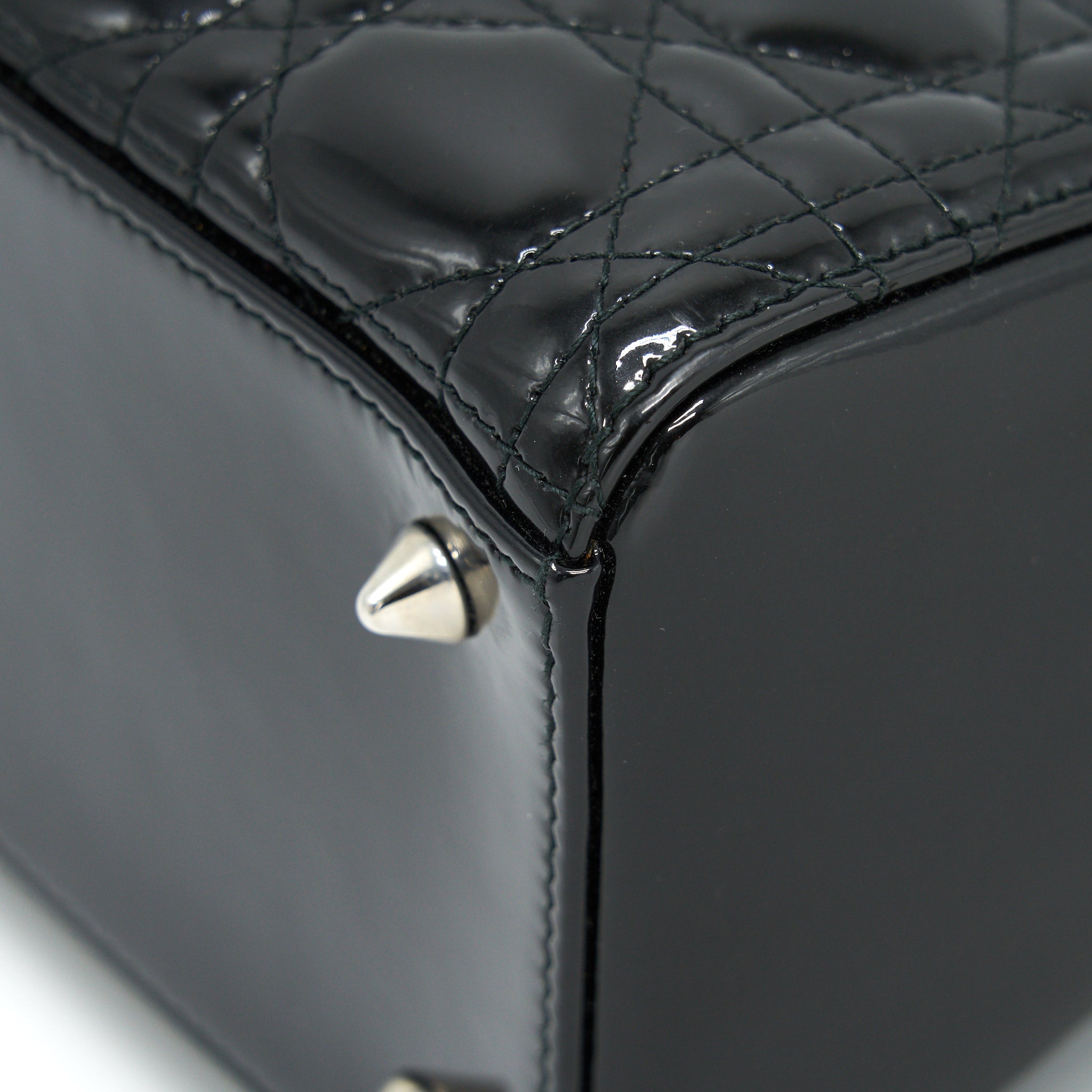 DIOR MEDIUM LADY DIOR PATENT LEATHER BLACK SHW