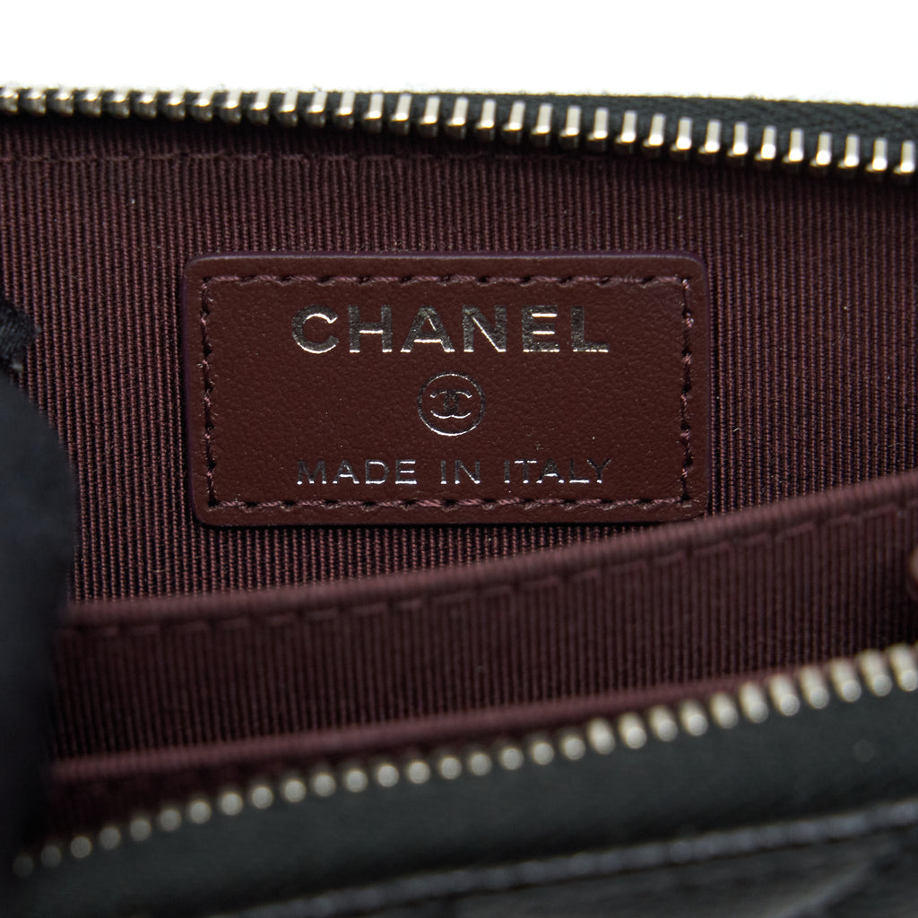 CHANEL MINI ZIPPY CARD HOLDER WITH CHAIN CAVIAR BLACK SHW