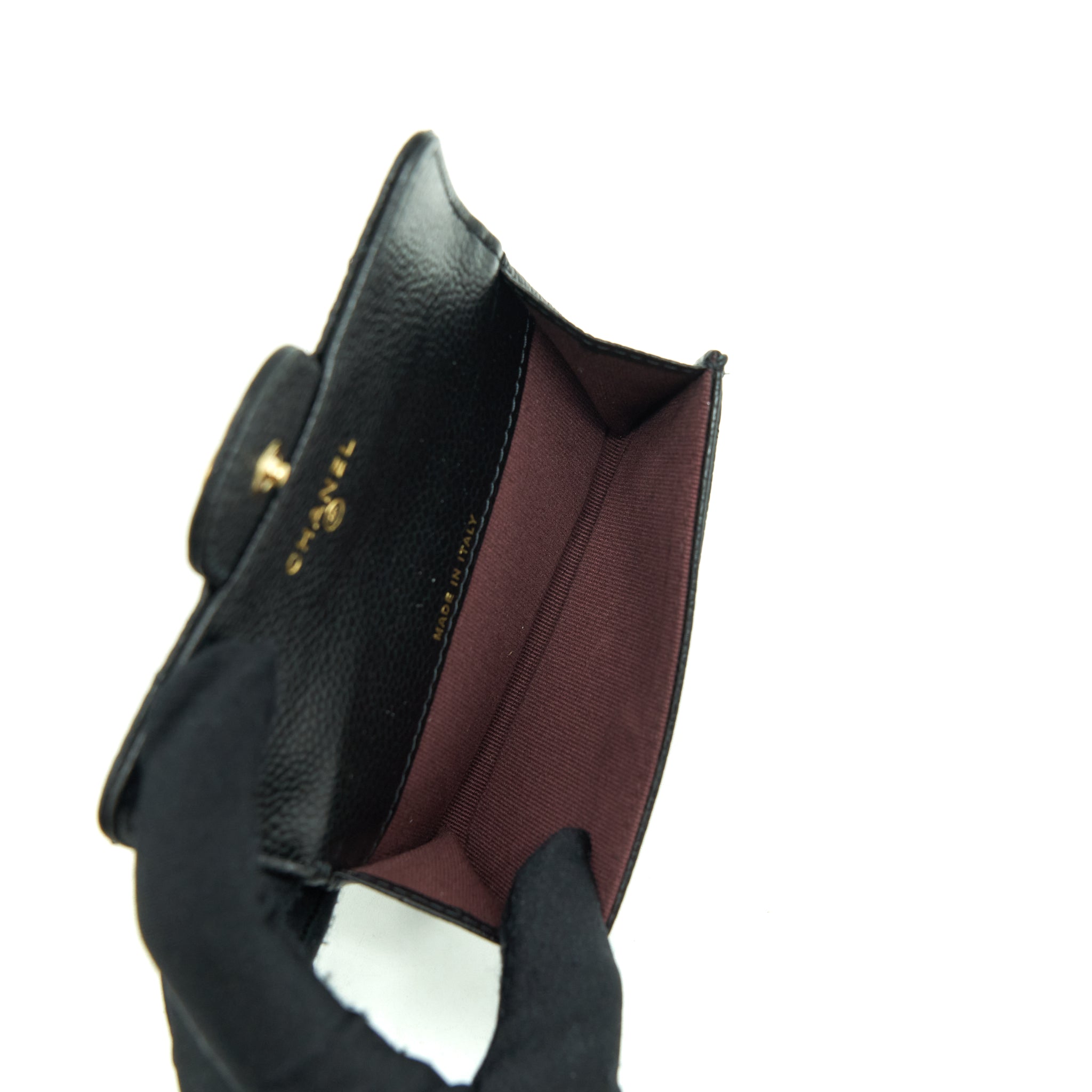 CHANEL CLASSIC FLAP CARD HOLDER CAVIAR BLACK GHW