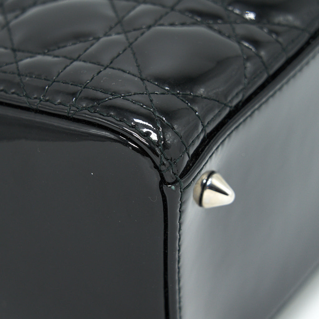 DIOR MEDIUM LADY DIOR PATENT LEATHER BLACK SHW