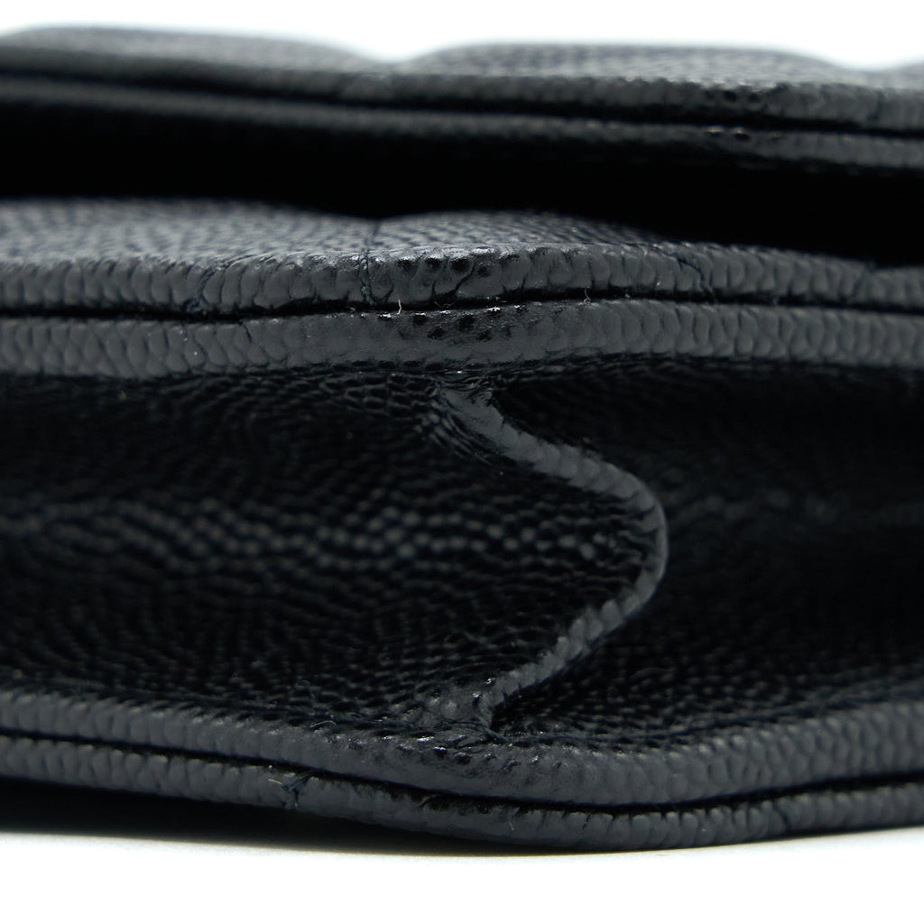 CHANEL 23C GIANT CC LOGO WALLET ON CHAIN CAVIAR BLACK LGHW (MICROCHIP)