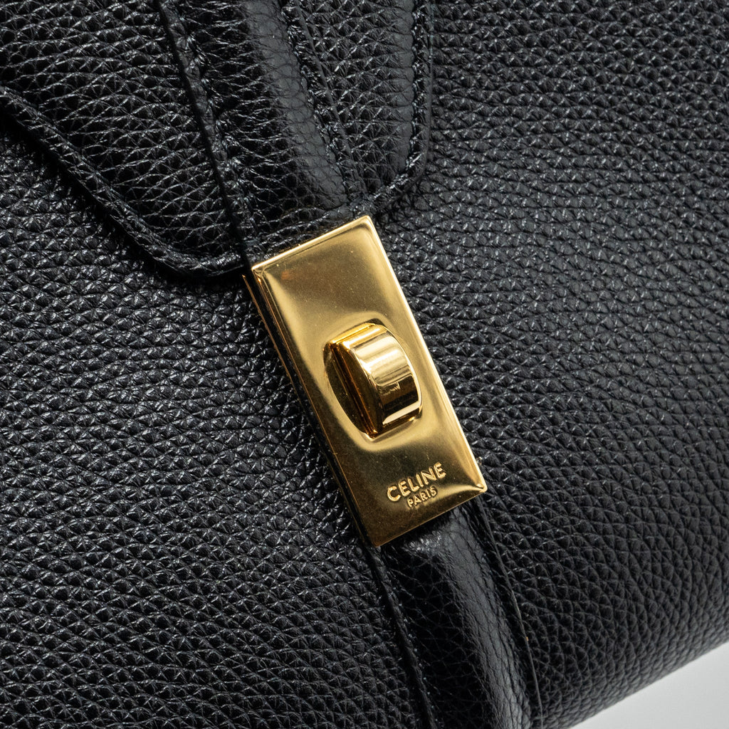 CELINE SMALL 16 BAG GRAINED CALFSKIN BLACK GHW