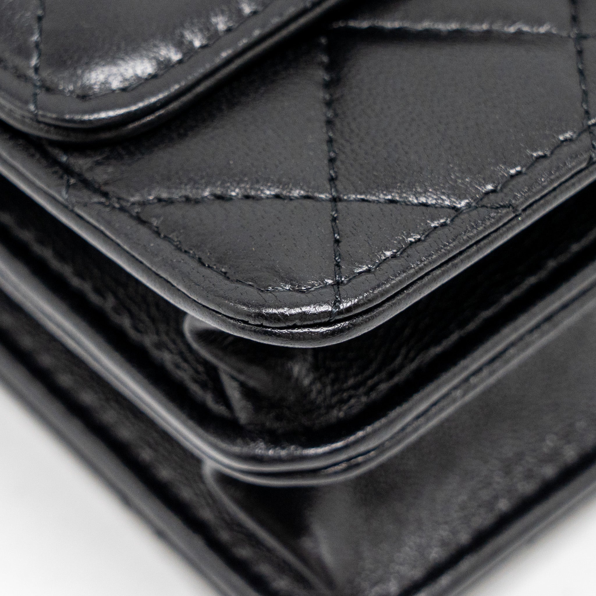 CHANEL TOP HANDLE FLAP WALLET WITH CHAIN LAMBSKIN SO BLACK (MICROCHIP)