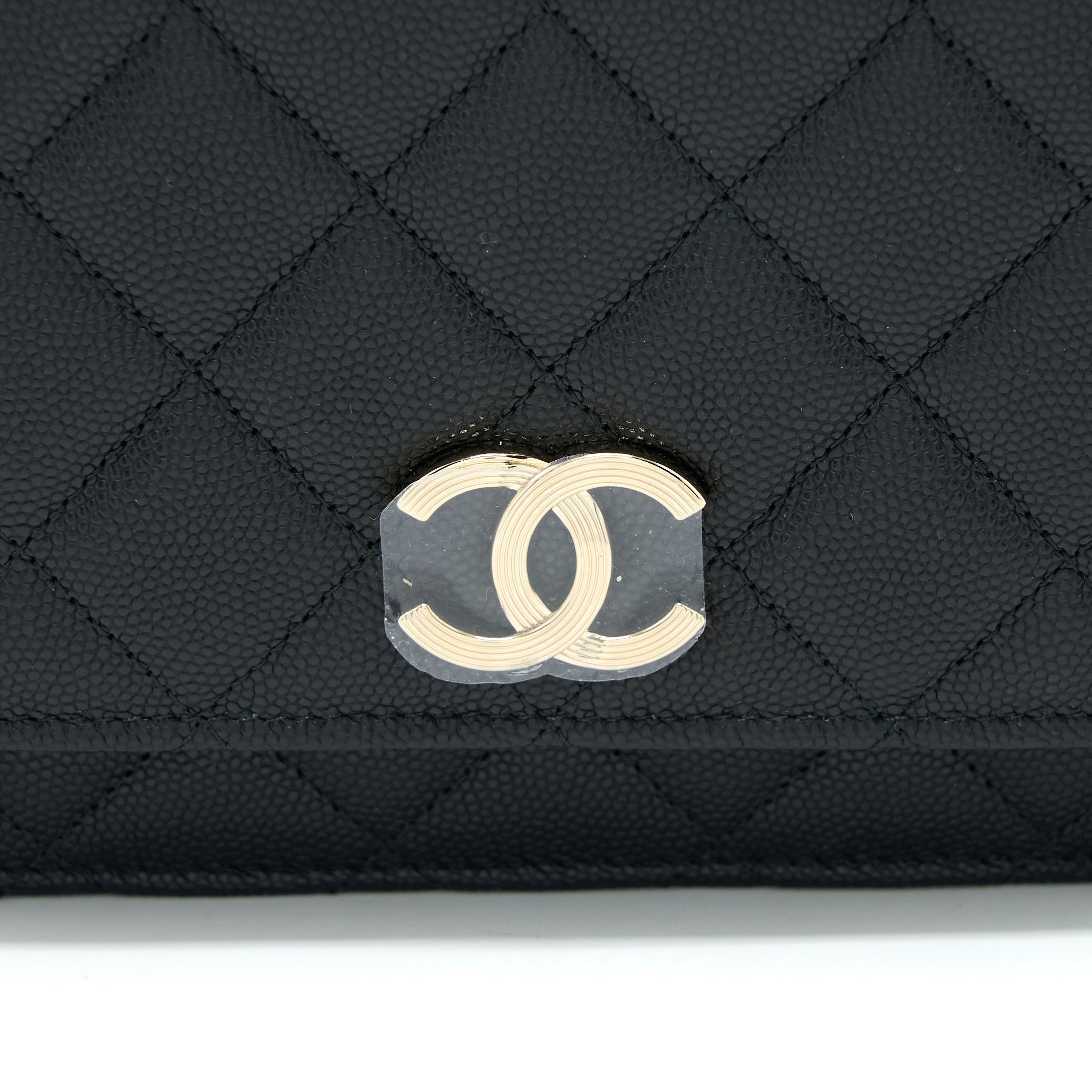 CHANEL 23C GIANT CC LOGO WALLET ON CHAIN CAVIAR BLACK LGHW (MICROCHIP)