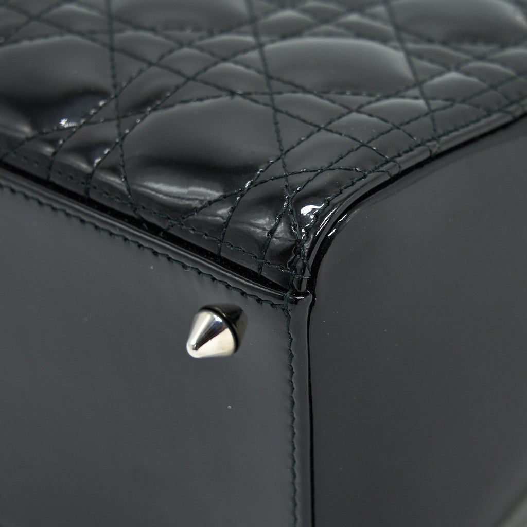 DIOR MEDIUM LADY DIOR PATENT LEATHER BLACK SHW