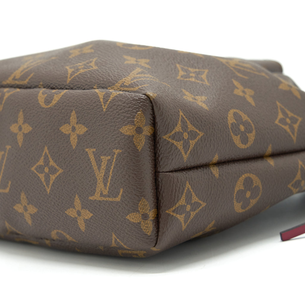LOUIS VUITTON NOE POUCH MONOGRAM CANVAS / FUCHSIA WITH BANDOULIERE SHOULDER STRAP