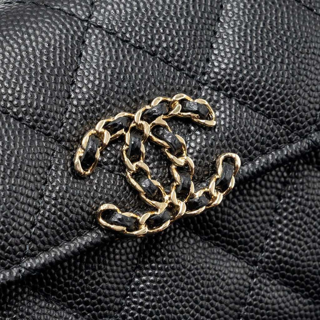 CHANEL TOP HANDLE MINI FLAP BAG CAVIAR BLACK LGHW (MICROCHIP)