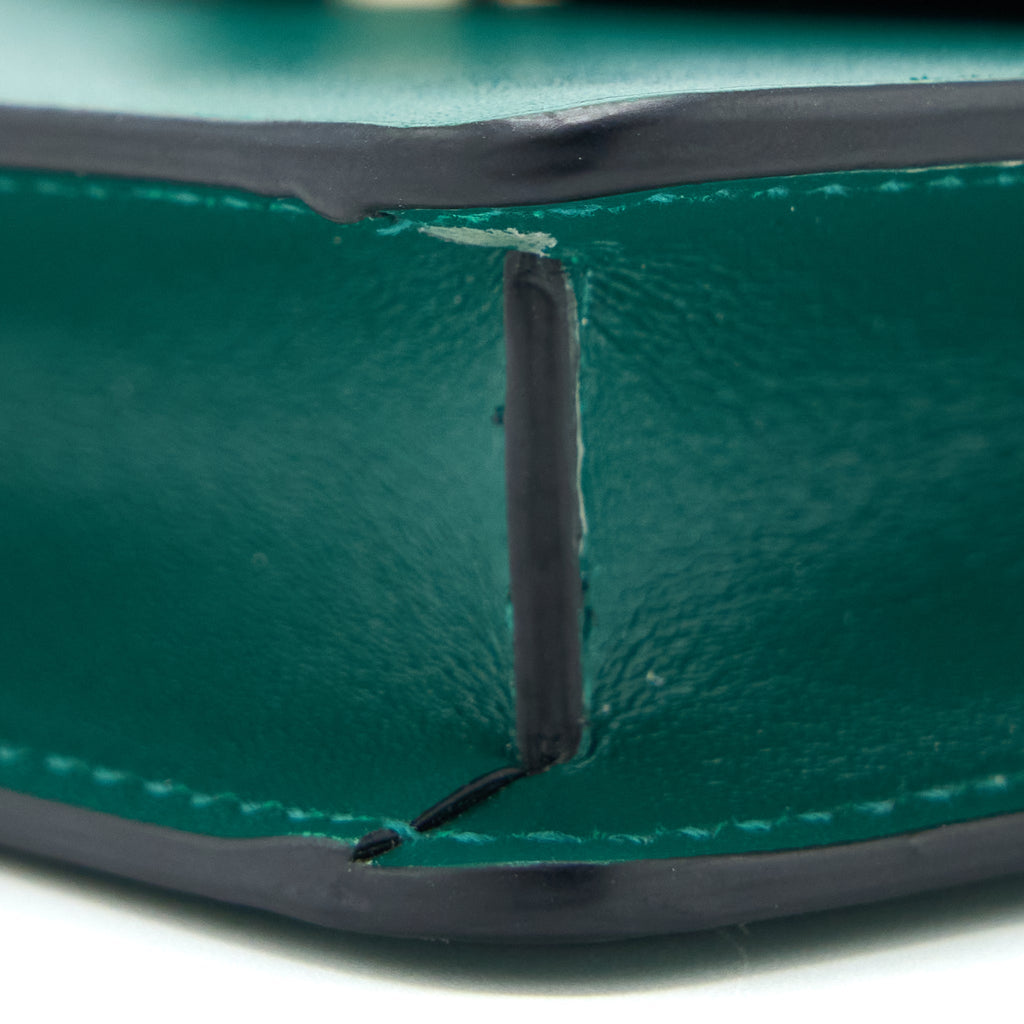 BVLGARI SERPENTI FOREVER CARDHOLDER NECKLACE CALFSKIN GREEN