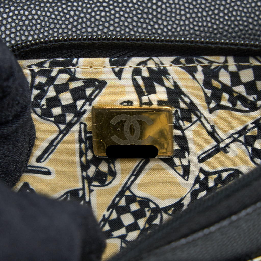 CHANEL 23C GIANT CC LOGO WALLET ON CHAIN CAVIAR BLACK LGHW (MICROCHIP)
