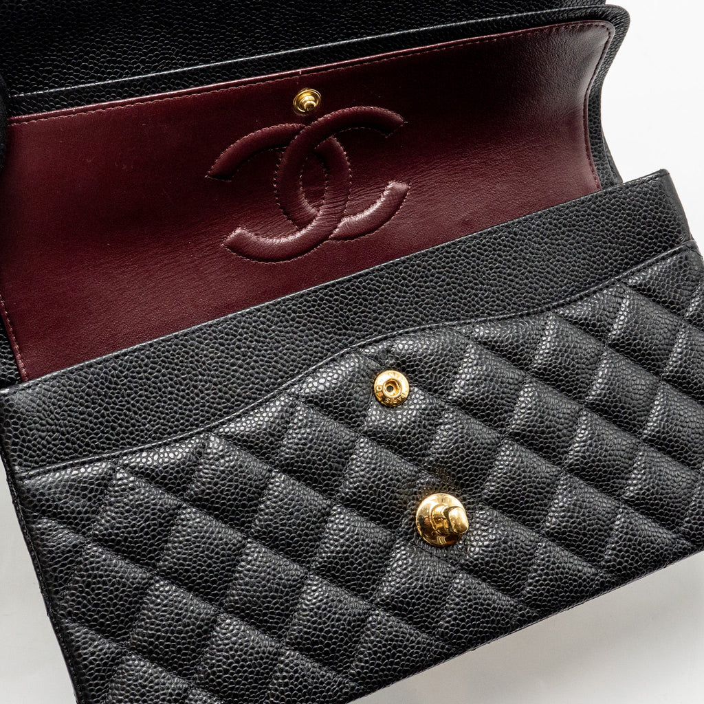 CHANEL MEDIUM CLASSIC DOUBLE FLAP BAG CAVIAR BLACK GHW