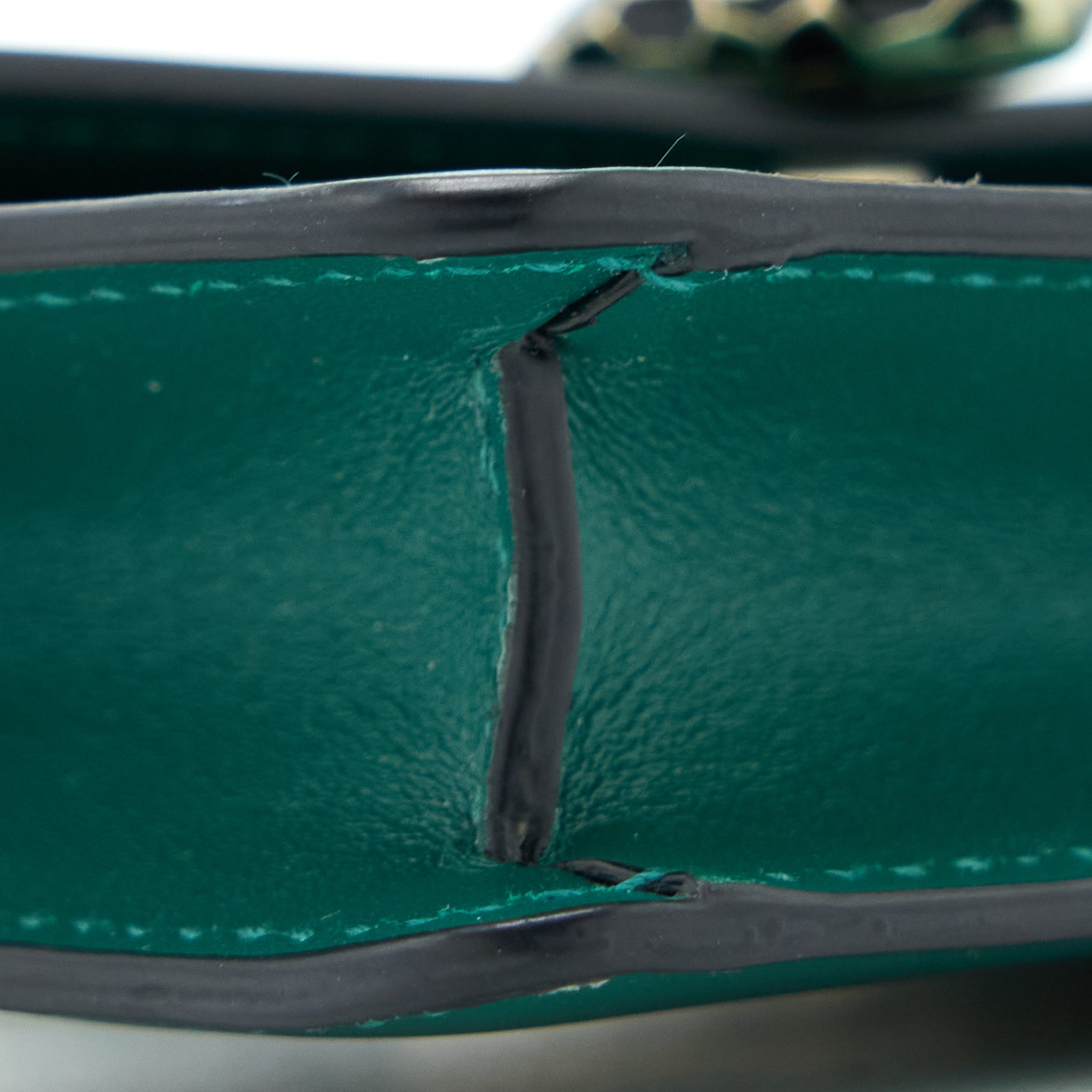 BVLGARI SERPENTI FOREVER CARDHOLDER NECKLACE CALFSKIN GREEN
