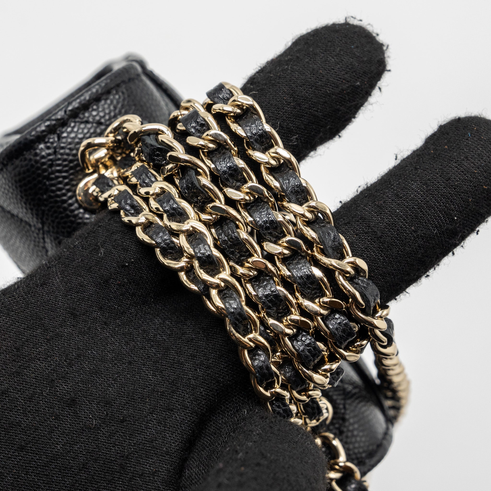 CHANEL TOP HANDLE MINI FLAP BAG CAVIAR BLACK LGHW (MICROCHIP)