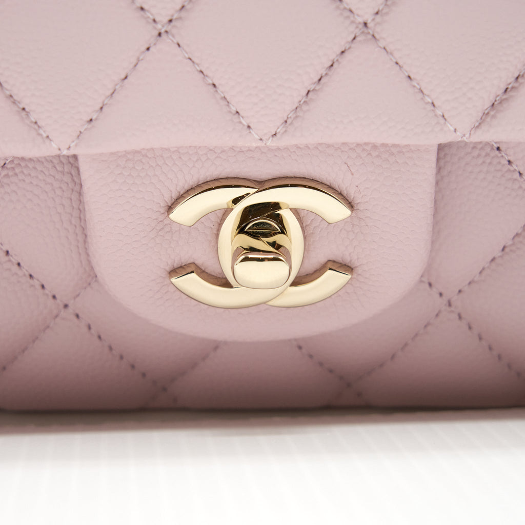 CHANEL MEDIUM CLASSIC DOUBLE FLAP BAG 21S CAVIAR LIGHT PINK LGHW