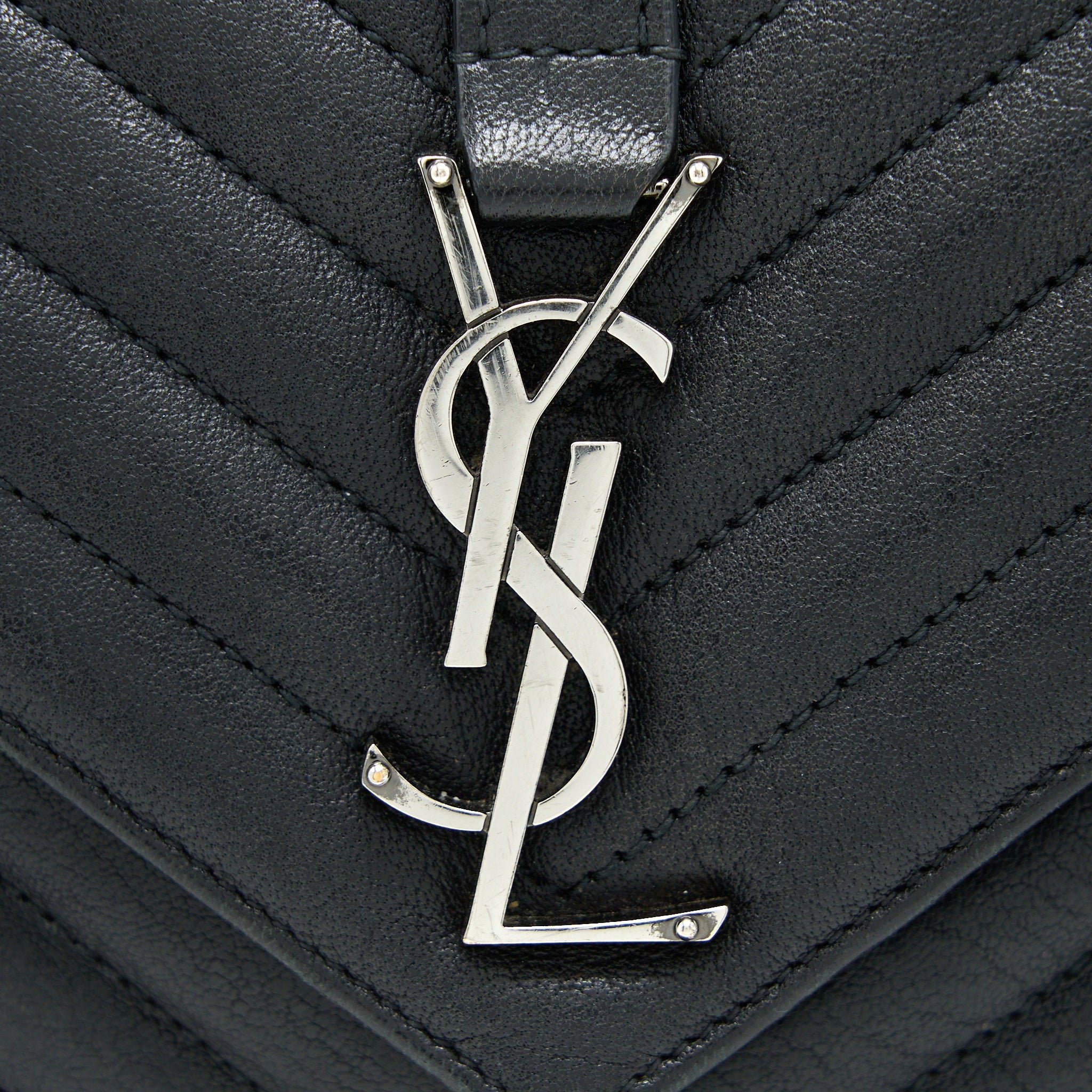 SAINT LAURENT/YSL QUILTED MEDIUM COLLEGE BAG LAMBSKIN BLACK RUTHENIUM HARDWARE