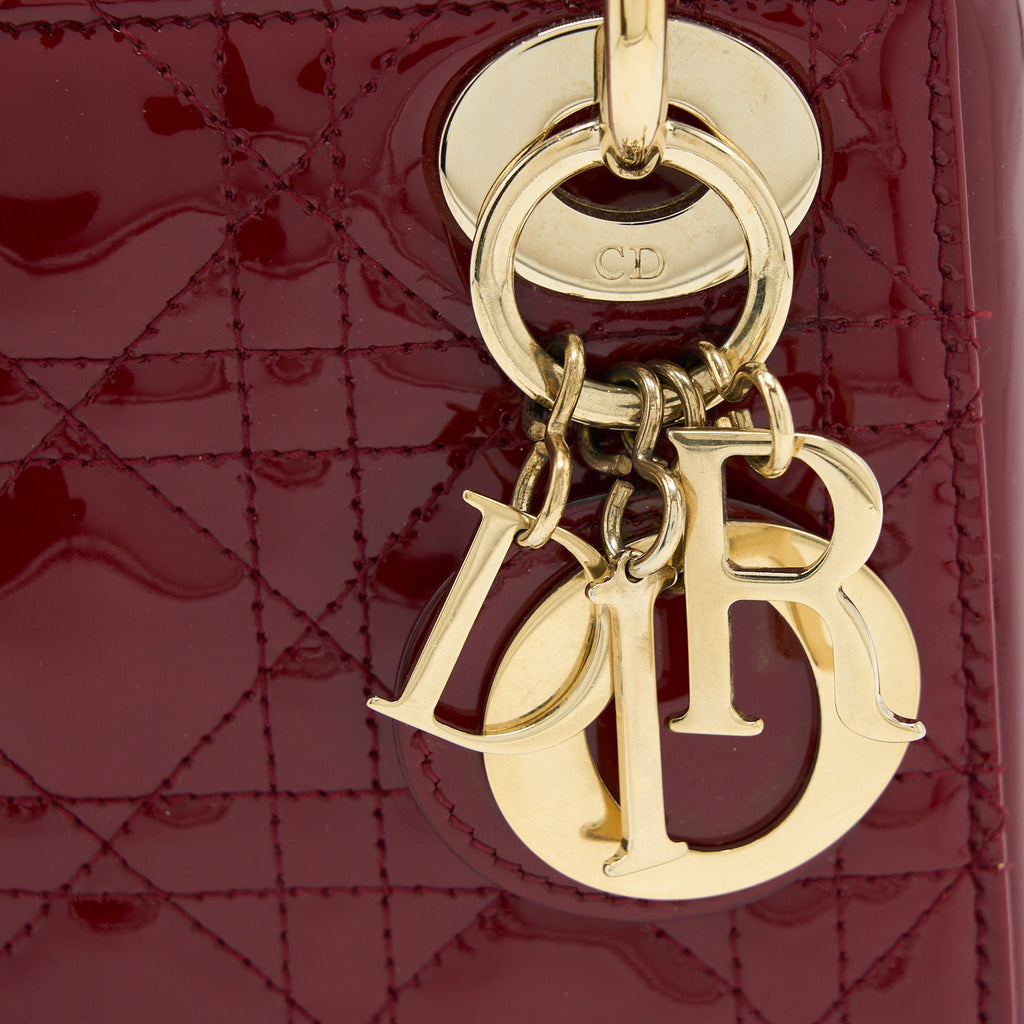 DIOR MINI LADY DIOR PATENT RED GHW