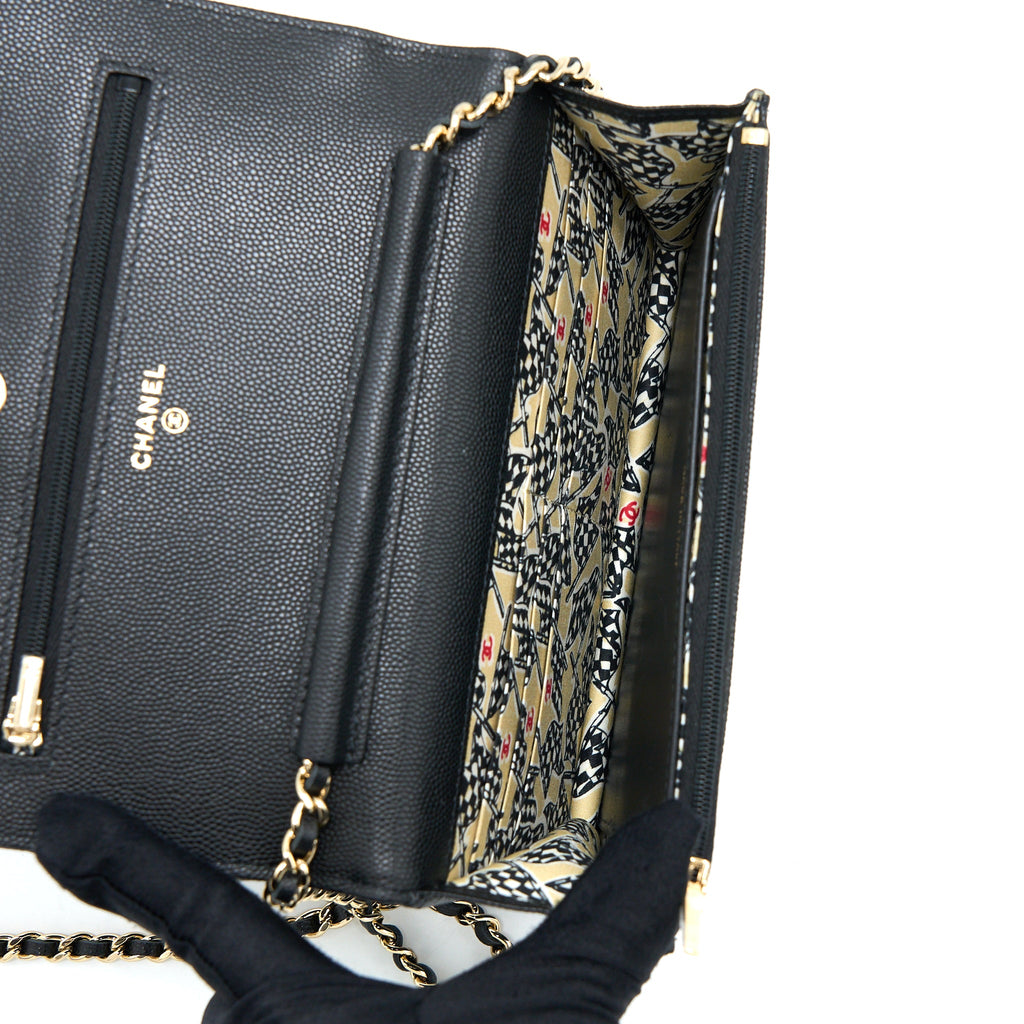 CHANEL 23C GIANT CC LOGO WALLET ON CHAIN CAVIAR BLACK LGHW (MICROCHIP)