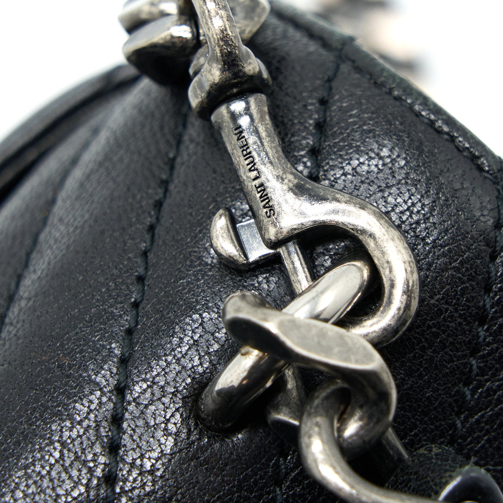 SAINT LAURENT/YSL QUILTED MEDIUM COLLEGE BAG LAMBSKIN BLACK RUTHENIUM HARDWARE