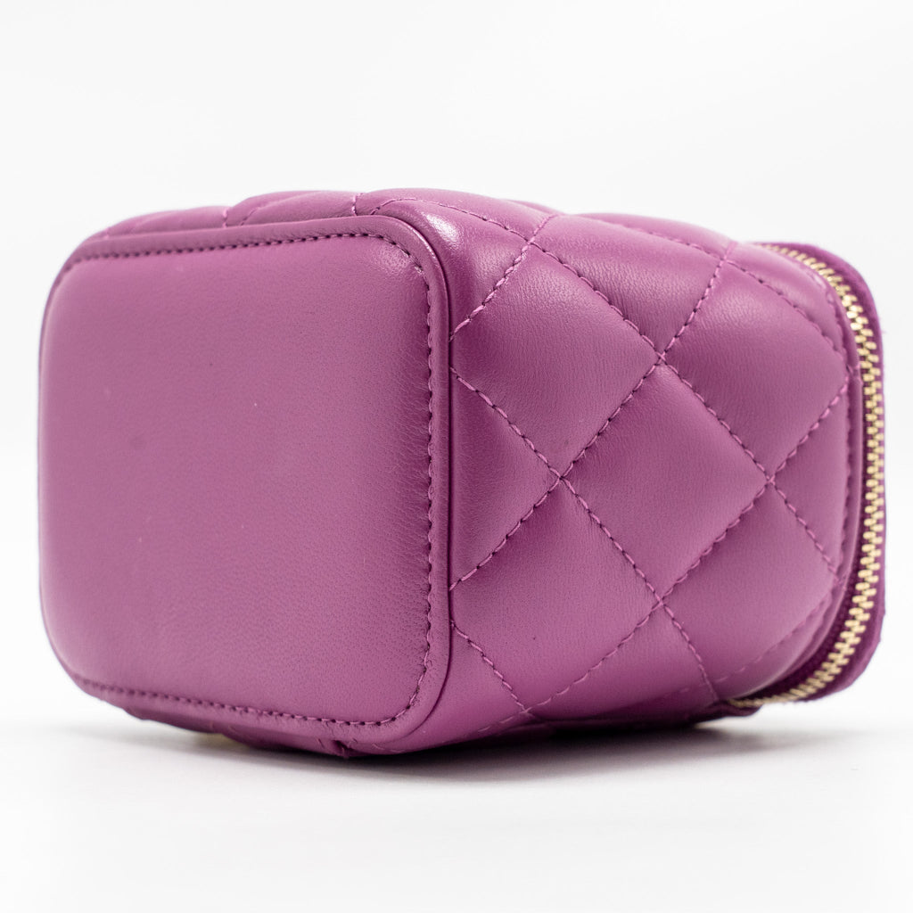 CHANEL PEARL CRUSH MINI VANITY WITH CHAIN LAMBSKIN PURPLE GHW