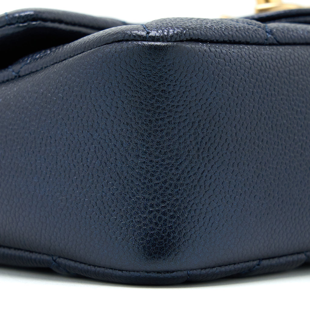 CHANEL 21K MY PERFECT MINI FLAP BAG CAVIAR BLACK BRUSHED GHW (MICROCHIP)