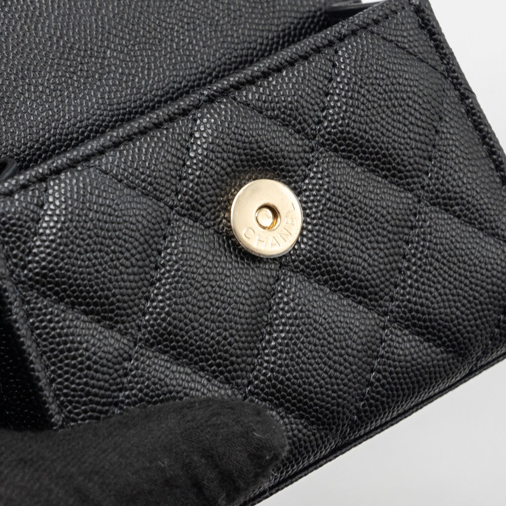 CHANEL TOP HANDLE MINI FLAP BAG CAVIAR BLACK LGHW (MICROCHIP)